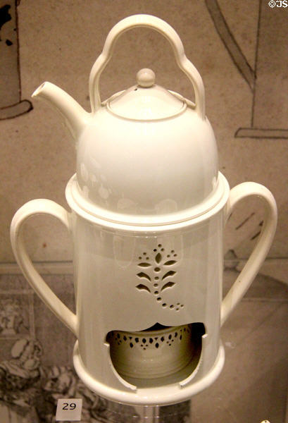 Wedgwood creamware Veilleuse (combined night-light & beverage warmer) (c1830) designed for use in sick room at World of Wedgwood. Barlaston, Stoke, England.