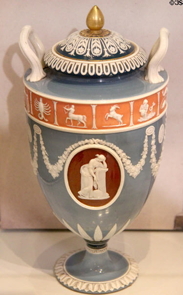 Wedgwood Victoria ware vase of bone china & parian porcelain (c1880-90) at World of Wedgwood. Barlaston, Stoke, England.