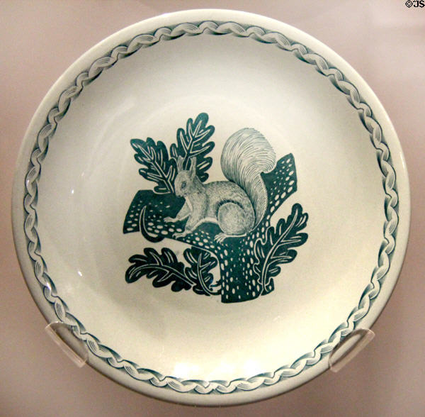 Wedgwood Queen's Ware Seasons pattern plate with squirrel (1934) by Victor Skellern at World of Wedgwood. Barlaston, Stoke, England.