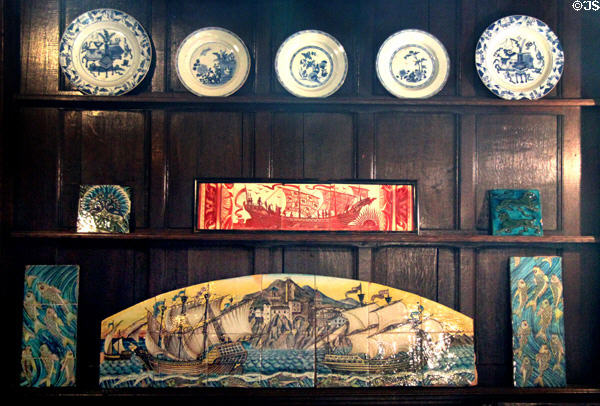 Collection of William De Morgan & other ceramics at Wightwick Manor. Wolverhampton, England.
