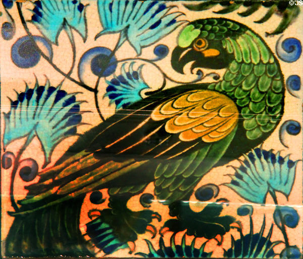 Parrot tile panel (1872-1907) by William De Morgan in private collection. England.