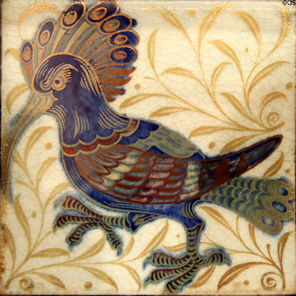 Hoopoe tile panel (1872-1907) by William De Morgan in private collection. England.