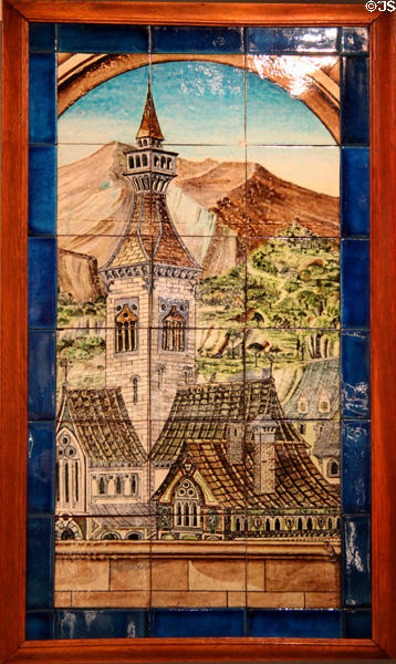 Castle tile panel (1872-1907) by William De Morgan in private collection. England.