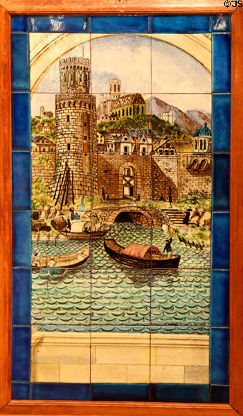 Boats tile panel (1872-1907) by William De Morgan in private collection. England.