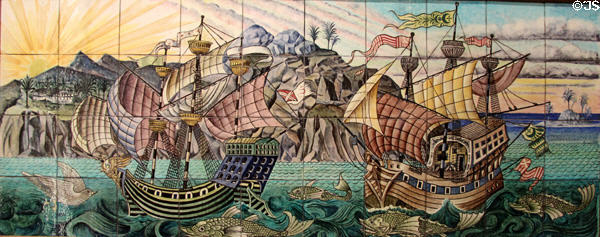 Gallon tile panel (1882-1900) by William De Morgan commissioned by P&O Steam Navigation Co in private collection. England.