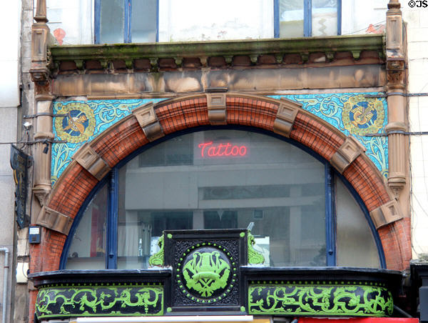 Commercial building with Celtic revival decor. Belfast, Northern Ireland.