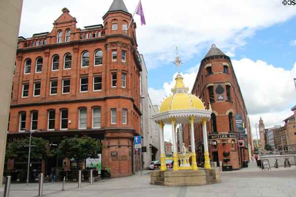 Victoria Square heritage buildings & fountain now incorporated as entrance of shopping center. Belfast, Northern Ireland.