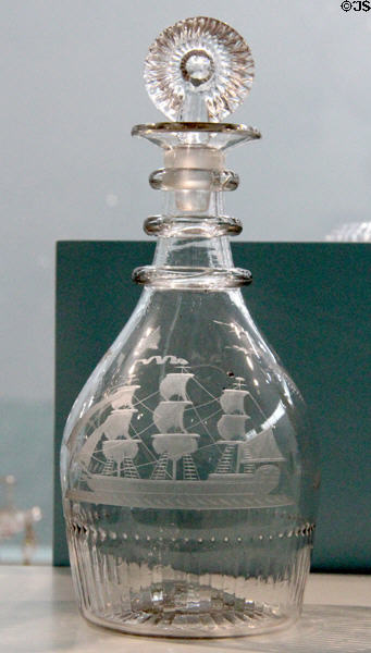 Glass decanter (c1800) marked Mary Carter of Dublin at Ulster Museum. Belfast, Northern Ireland.