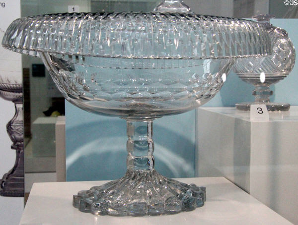 Glass turn over rim bowl (c1820) possibly Waterford at Ulster Museum. Belfast, Northern Ireland.