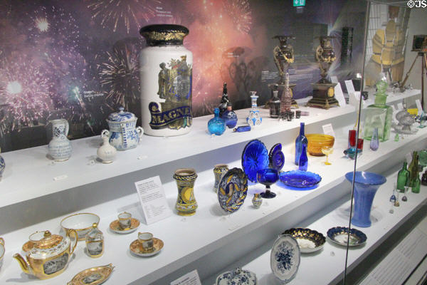 Glass & ceramics collection at Ulster Museum. Belfast, Northern Ireland.