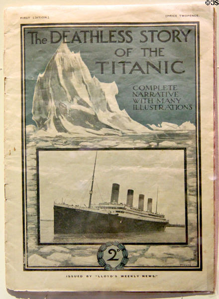Deathless Story of the Titanic newspaper insert (late April, 1912) by Lloyd's Weekly News at Ulster Transport Museum. Belfast, Northern Ireland.