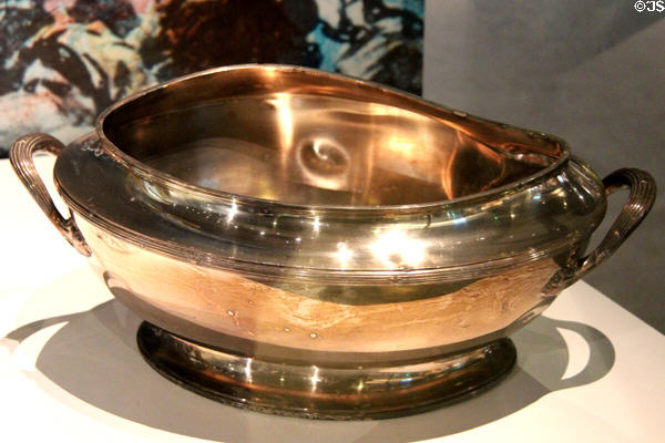 Soup tureen salvaged from wreck of Titanic at Ulster Transport Museum. Belfast, Northern Ireland.