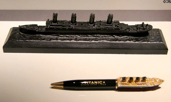 Souvenir Titanic model ship & pen at Ulster Transport Museum. Belfast, Northern Ireland.