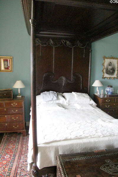 Tester bed in bedroom at Florence Court. Enniskillen, Northern Ireland.