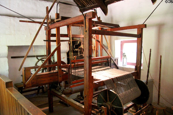 Loom in weavers cottage at Ulster American Folk Park. Omagh, Northern Ireland.