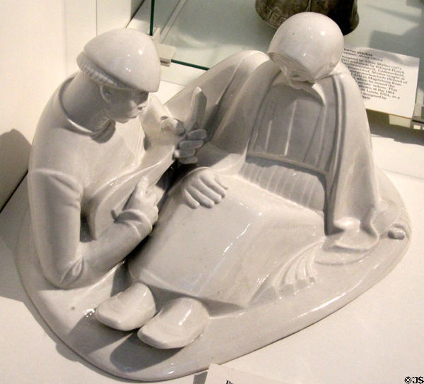 Russian Lovers porcelain figurine (1909) by Ernst Barlach made by Schwarzburger Werkstätten für Porzellankunst at British Museum. London, United Kingdom.