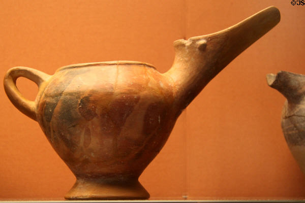 Minoan pottery teapot of Vassiliki Ware with exaggerated spout (2500-2300 BCE) from Isthmus of Ierapetra, Crete at British Museum. London, United Kingdom.