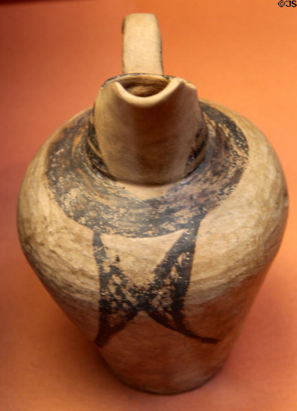 Minoan pottery jug with butterfly pattern (2100-1850 BCE) found at Knossos, Crete at British Museum. London, United Kingdom.
