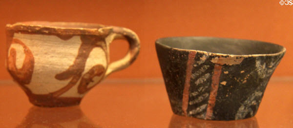 Minoan pottery cups (1950-1700 BCE) found at Knossos, Crete at British Museum. London, United Kingdom.