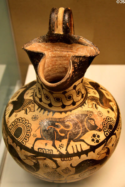 Oinochoe jug with animal frieze (610-580 BCE) from Kamiros, Rhodes at British Museum. London, United Kingdom.