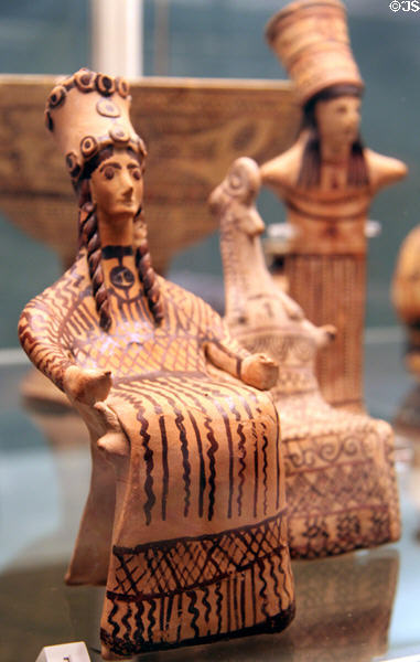Terracotta flattened goddesses (600-550 BCE) made in Boeotia at British Museum. London, United Kingdom.
