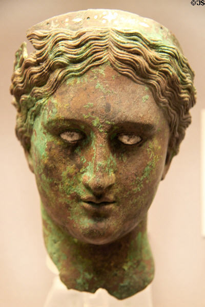 Bronze head of woman (150-100 BCE) from Mersin, Cilicia at British Museum. London, United Kingdom.