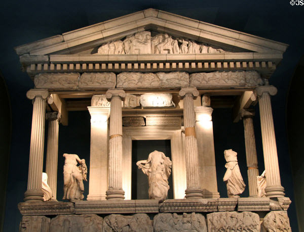 Nereid Monument (390 BCE-380 BCE) from Xanthus, Antalya, Turkey at British Museum. London, United Kingdom.