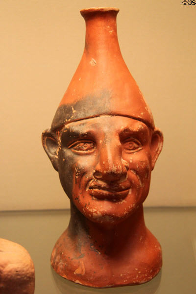 Roman terracotta jug in form of caricatured man (2ndC CE) from Asia Minor at British Museum. London, United Kingdom.