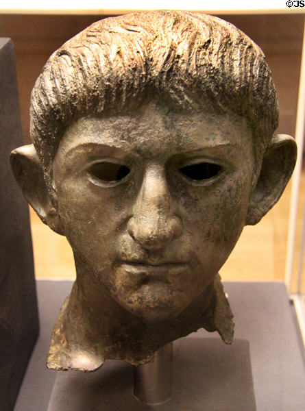 Roman life-size bronze head of Emperor Nero (1stC CE) found in River Alde at Rendham, Suffolk at British Museum. London, United Kingdom.