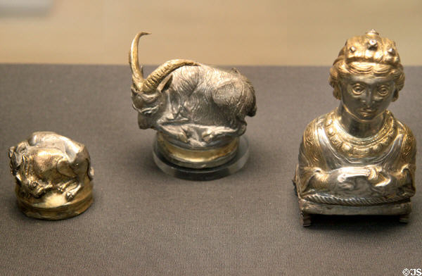 Roman era pepper pots from India found in Hoxne Hoard at British Museum. London, United Kingdom.