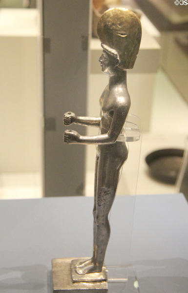 Persian empire silver Achaemenid culture votive statuette (5thC BCE) found in Oxus River Treasure, Tajikistan at British Museum. London, United Kingdom.