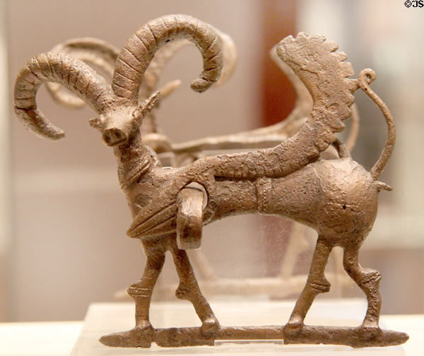 Luristan-style horse-bit in form of winged goat (9th-8thC BCE) at British Museum. London, United Kingdom.