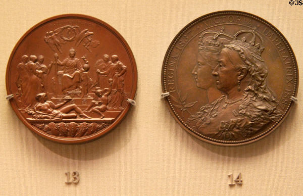 Medals for Golden Jubilee of Queen Victoria (1887) at British Museum. London, United Kingdom.
