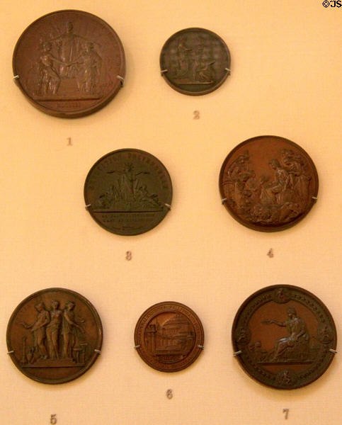 Collection of medals from International Exhibitions (1851-1876) at British Museum. London, United Kingdom.