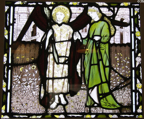 Amor & Alceste stained glass (c1864) by Edward Burne-Jones & Philip Webb made by Morris, Marshall, Faulkner & Co at Morris Gallery. London, United Kingdom.