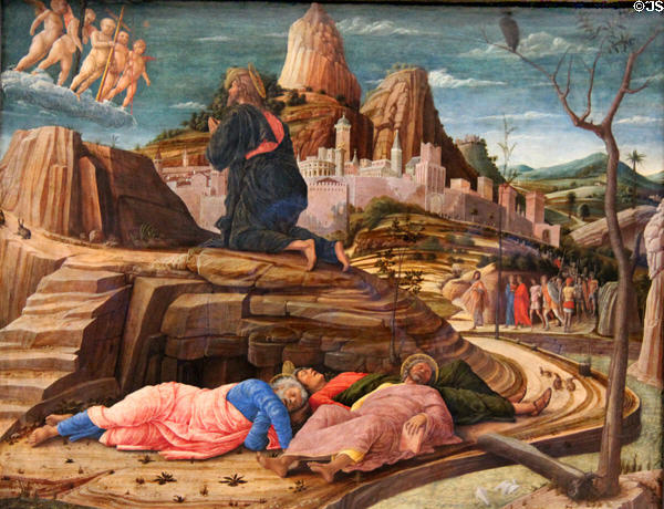 Agony in the Garden painting (1455-6) by Andrea Mantegna at National Gallery. London, United Kingdom.