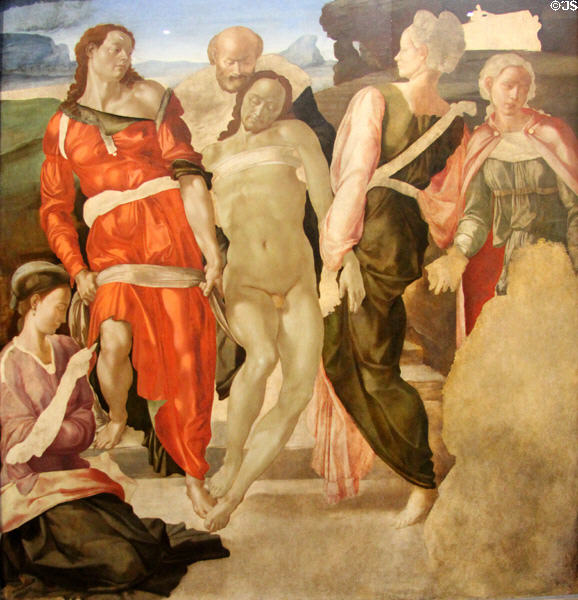 Entombment of Christ painting (1500-1) by Michelangelo at National Gallery. London, United Kingdom.