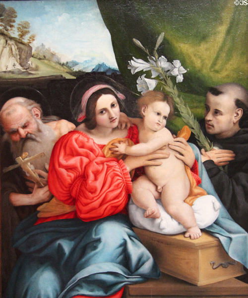 Virgin & Child with Saints painting (1522) by Lorenzo Lotto at National Gallery. London, United Kingdom.