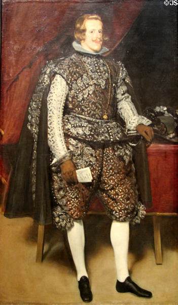 Philip IV of Spain in suit of brown & silver portrait (1631-2) by Diego Velázquez at National Gallery. London, United Kingdom.