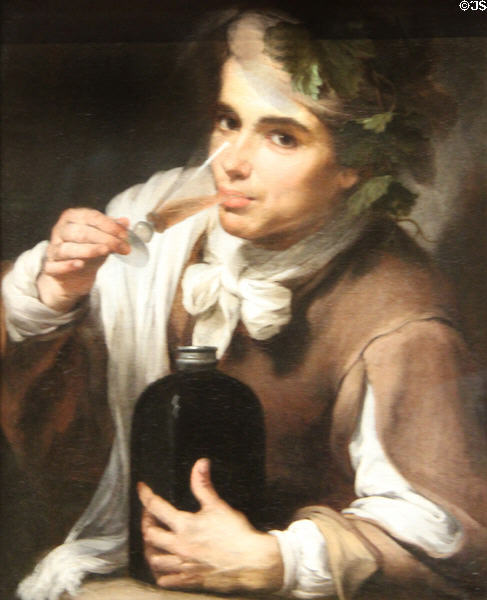 Young man Drinking painting (1655-60) by Bartolomé Esteban Murillo at National Gallery. London, United Kingdom.