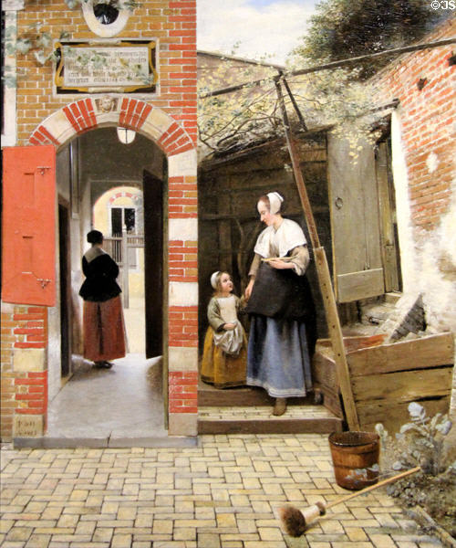 Courtyard of a House in Delft painting (1658) by Pieter de Hooch at National Gallery. London, United Kingdom.