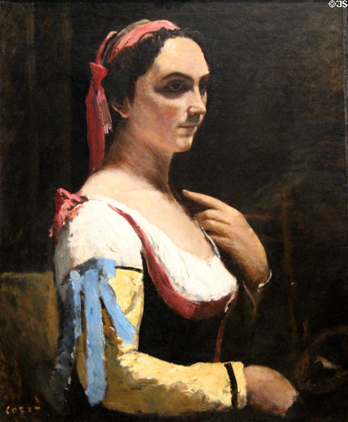 Italian Woman painting (c1870) by Jean-Baptiste-Camille Corot at National Gallery. London, United Kingdom.