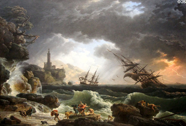 Shipwreck in Stormy Seas painting (1773) by Claude-Joseph Vernet at National Gallery. London, United Kingdom.