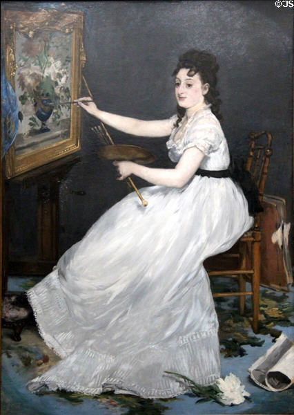 Painter Eva Gonzalès portrait (1870) by Édouard Manet at National Gallery. London, United Kingdom.