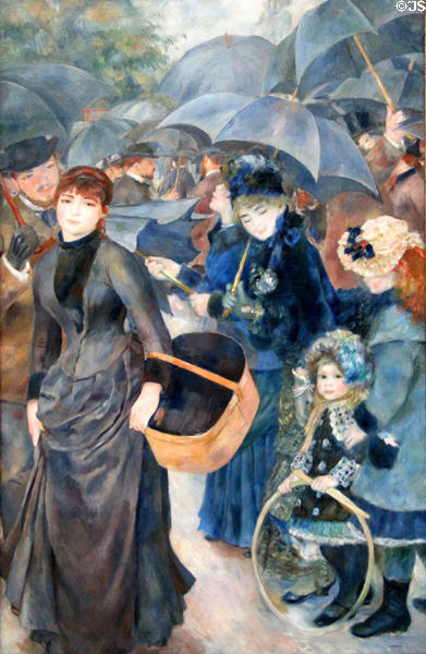 The Umbrellas painting (1881-6) by Pierre-Auguste Renoir at National Gallery. London, United Kingdom.