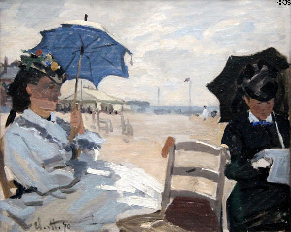 Beach at Trouville painting (1870) by Claude Monet at National Gallery. London, United Kingdom.