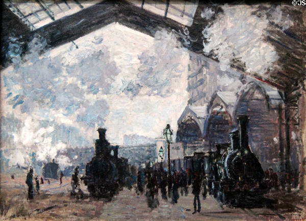 Gare St-Lazare painting (1877) by Claude Monet at National Gallery. London, United Kingdom.