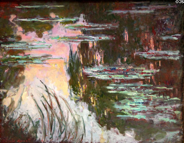 Water-Lilies, setting sun painting (c1907) by Claude Monet at National Gallery. London, United Kingdom.