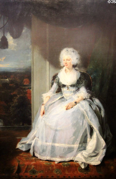 Queen Charlotte portrait (1789) by Sir Thomas Lawrence at National Gallery. London, United Kingdom.