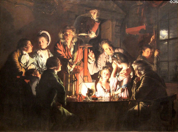 Experiment on a Bird in the Air Pump painting (1768) by Joseph Wright of Derby at National Gallery. London, United Kingdom.